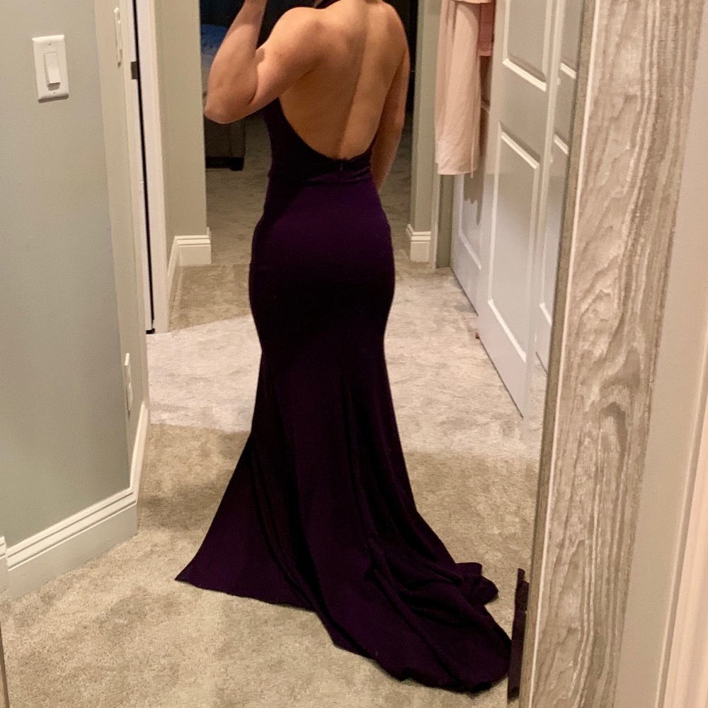 LULU LONG MAXI HALTER PURPLE DRESS